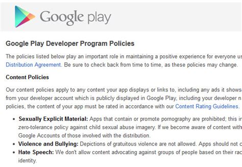 Google Market Policies and Guidelines
